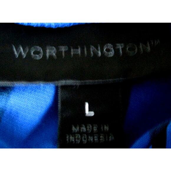 Worthington Women's Cap Sleeve Blue & Black Stretch Shirt Size Large - Picture 8 of 9
